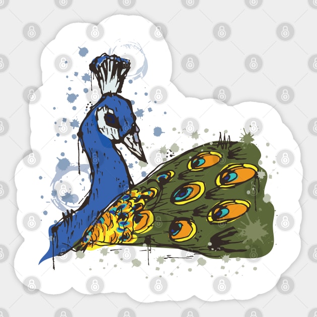 Peacock watercolor sketch Sticker by linespace-001